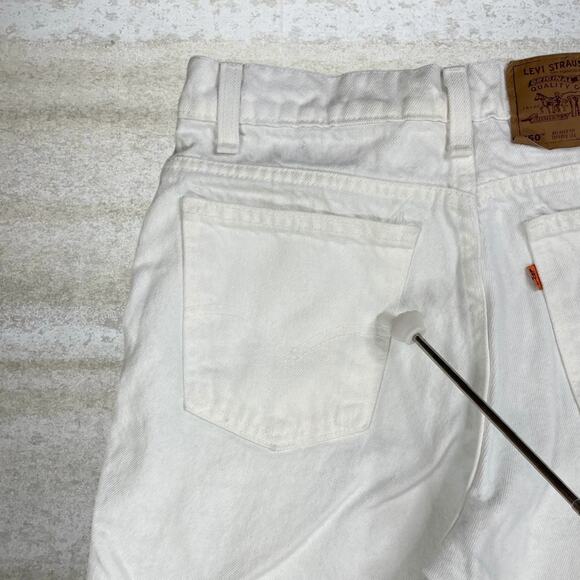 Vintage 90s Levis Jeans 550 31x30 Relaxed Fit Tapered Leg White Wash Orange Tab - Picture 6 of 9